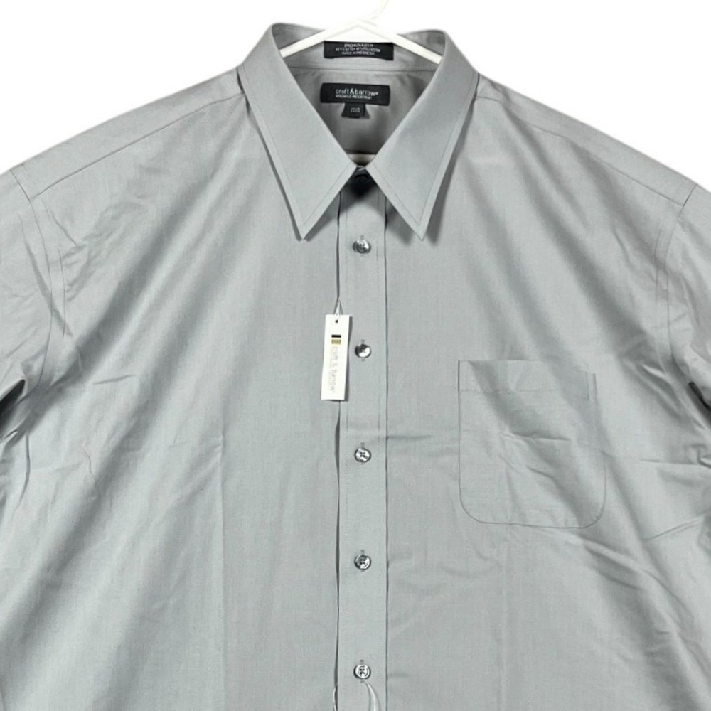 Croft‎ & Barrow Shirt Men's Button Up 18.5 34/35 Long Sleeve Gray Broadcloth NEW - Picture 2 of 13